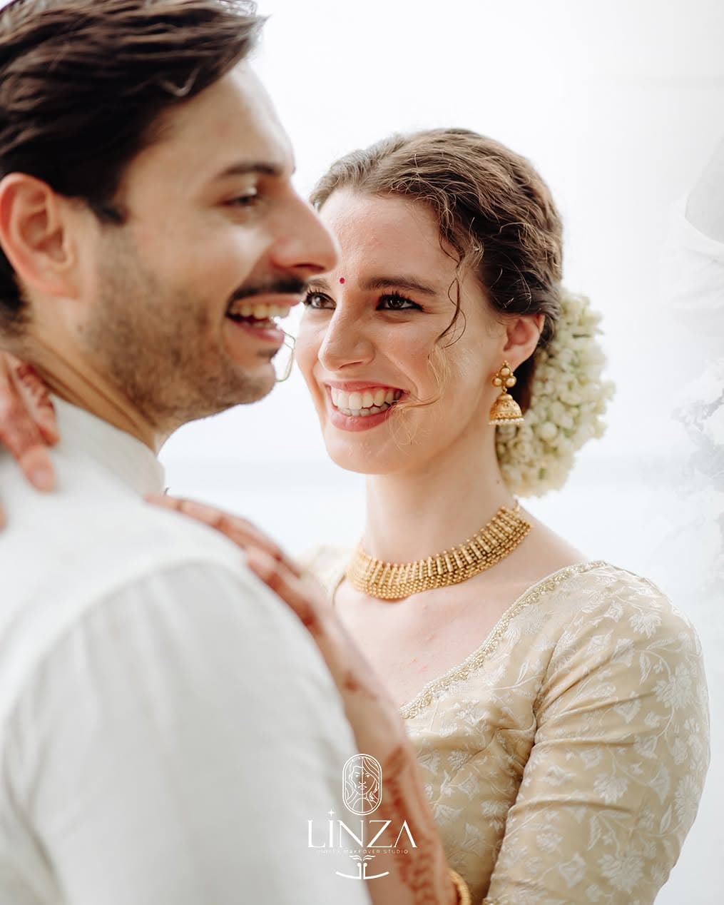 Smiling couple styled by Linza
